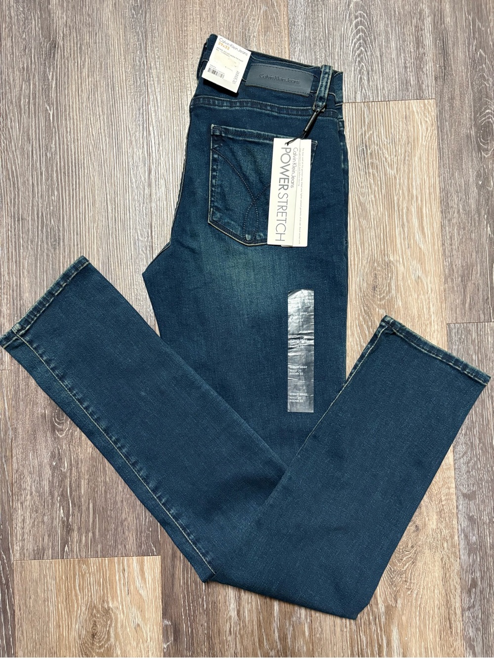 Calvin Klein Men's Dark Blue Power Stretch Jeans Casual Denim; Streetwear